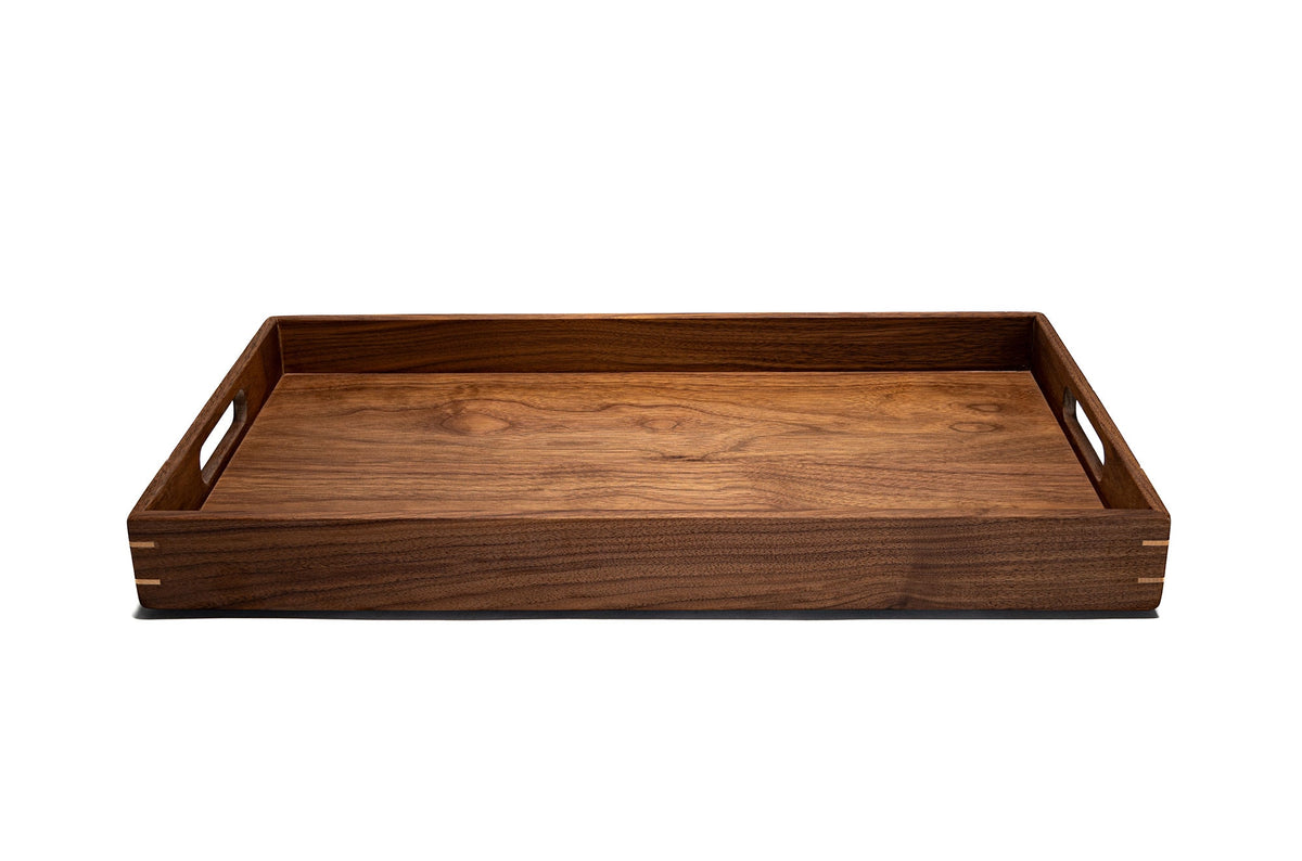 20 x 20 Inch Square Walnut Wood Serving and Coffee Table Tray