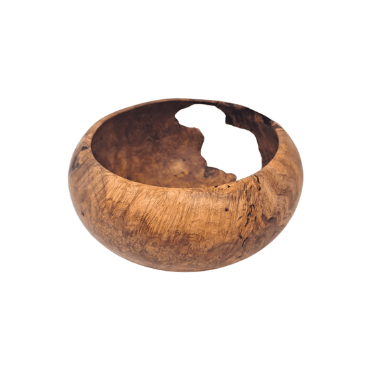Burl bowl made from a rare section of a tree