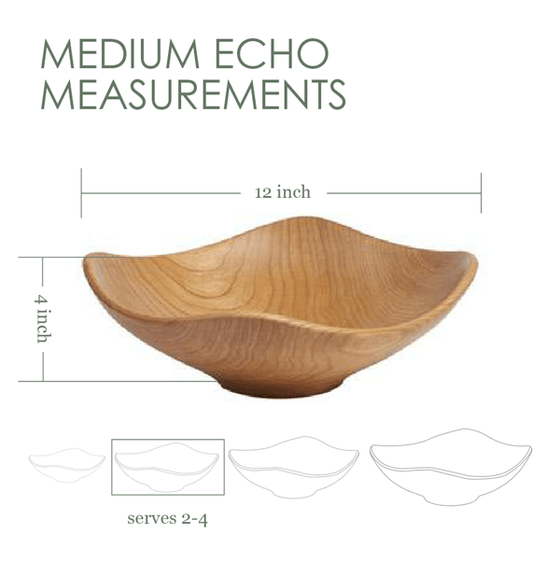 Echo Square Wooden Bowl sizing