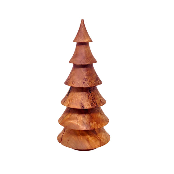 Wooden Christmas tree decoration on a white background