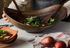 Live Edge wooden salad bowl and matching walnut wood salad servers
