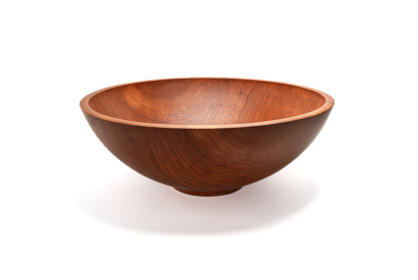 Large Wooden Salad Bowl in cherry wood round champlain style