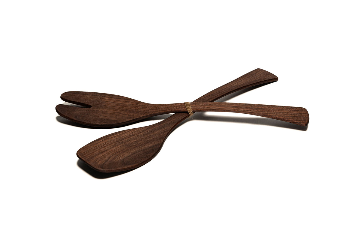Andrew Pearce Wood Salad Servers - Walnut