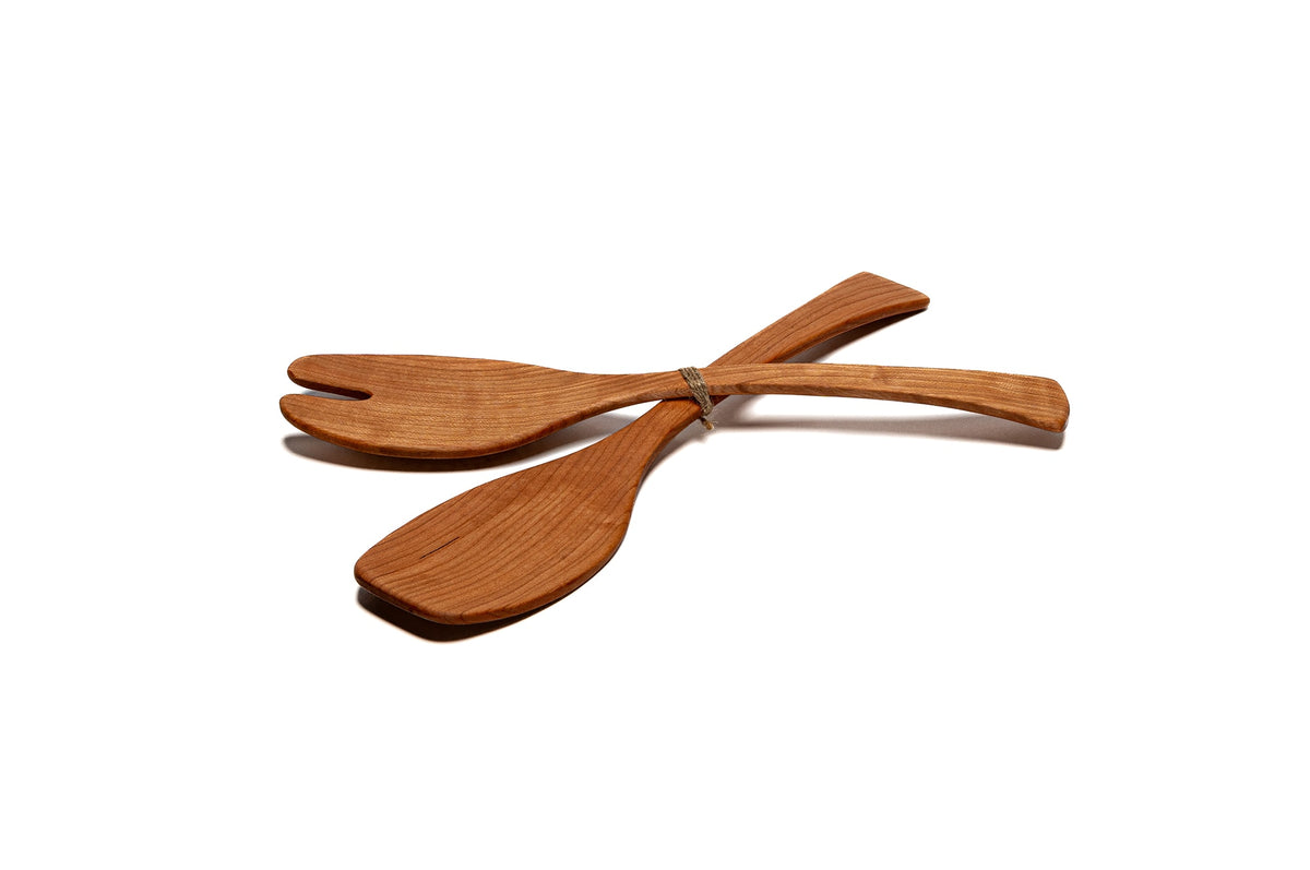 Wood Salad Servers for Medium Cherry Bowls | Andrew Pearce Bowls