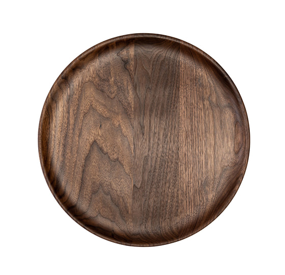 Round Serving Platter & Tray in walnut top view