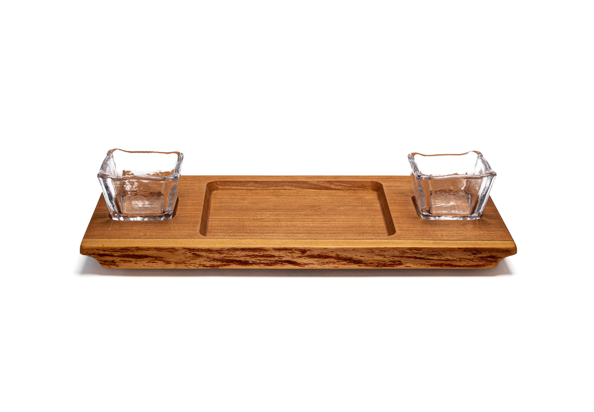 Simon & Andrew Dunmore Board w/ 2 Glass Bowls | Simon Pearce Glass