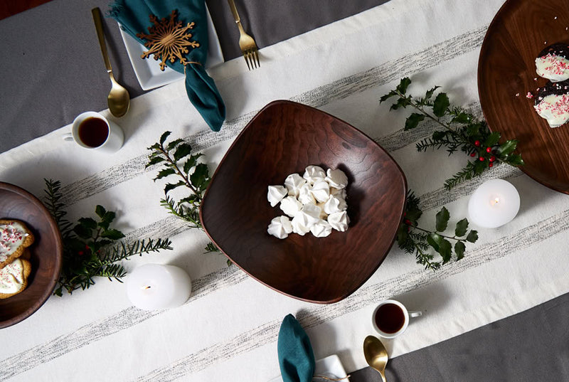  Perfect holiday table setting with black walnut wooden bowls from Andrew Pearce