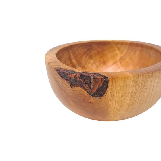 hand carved cherry burl bowl made in vermont side top view